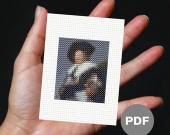 Laughing Cavalier Mini Cross Stitch Pattern – Tiny Pixel Art (Digital PDF)