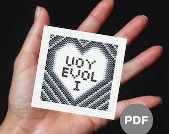 Funny Valentine Mini Cross Stitch Pattern - I Love You (Digital PDF)