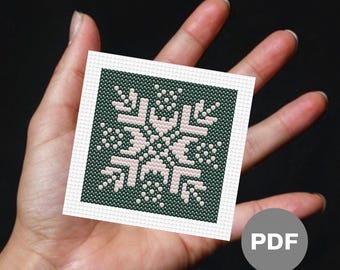 Snowflake (5) Mini Cross Stitch Pattern - Christmas Tiny Pixel Art (Digital PDF)