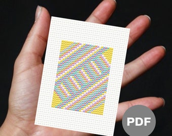 Abstraktes Minikreuzstichmuster – Gelbe Ecken, Pixel-Art (PDF-Muster)