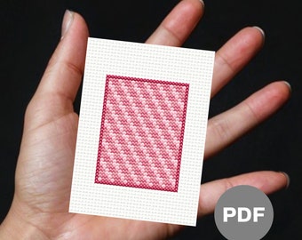 Pink Patchwork Mini Cross Stitch Pattern - Tiny Pixel Art (Digital PDF)
