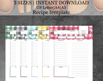 Modello di ricetta, stampabile, pagina di ricetta, compilabile