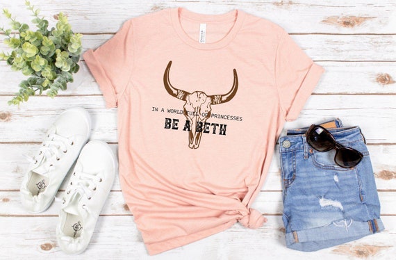 Boho Cow Skull Shirt, Howdy Shirt, Wild West Shirt, In a World Full of Princesses, Be a Beth, Bull Skull Shirt, Cowgirl Shirt, Country Music
