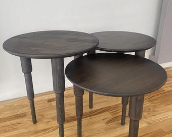 Beech Wood Nesting Coffee Table Set: Teak Oiled Side Tables