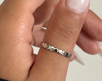 Simple Silver Tiny Disc Band, silver stacking ring, silver rings for women, silver thumb ring, friendship ring, gift for women, for her