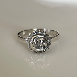 Silver Sun and Moon Ring, Stackable Silver Rings, Chunky Silver Ring ...