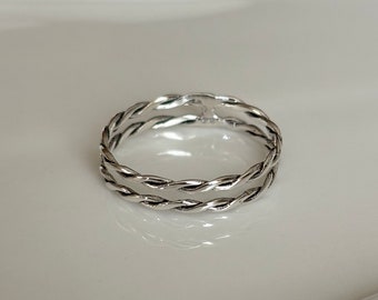 Sterling Silver Double Braid Ring, thumb ring for women, silver braid ring, stacking silver ring, womens rings, 925 silver jewelry, for her