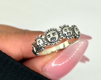 Sterling Silver Sun Ring, celestial jewelry, 925 sterling silver, boho ring, boho jewelry, ring for women, thumb ring for women, non tarnish