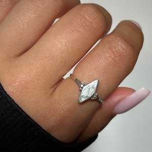 White Turquoise Stone Ring, sterling silver rings, natural stone ring, womens rings, gift for women, silver statement ring, for her