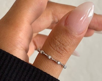 CZ Eternity Band, 925 silver, thumb ring for women,. cz silver ring, stackable rings, thin band ring, gift for her, womens ring