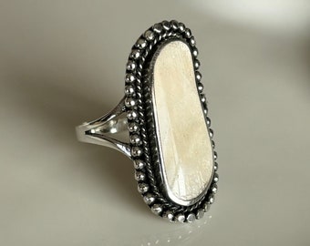 Genuine Moonstone Silver Ring, silver chunky rings, thumb ring for women, silver statement ring, boho ring, natural stone ring, bold rings