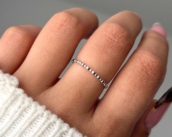 Beaded Sterling Silver Ring, thin stacking ring, rings for women, silver rings, petite silver rings, gift for her, sterling silver rings