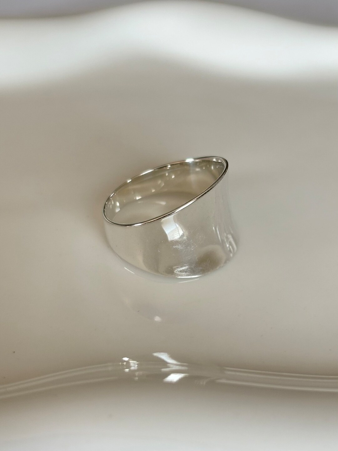 Sterling Silver Concave Ring, Chunky Silver Rings, Thumb Ring for Women ...