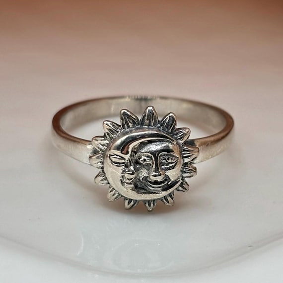 Anello Sole e Luna in argento, anelli in argento impilabili
