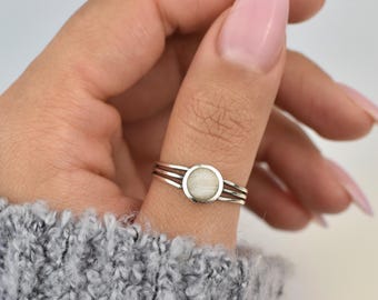 Genuine Moonstone Sterling Silver Ring, womens silver rings, gemstone ring, natural stone ring, thumb ring for women, silver rings, 925 ring