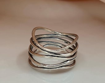 Anillo de jaula de plata esterlina, anillo de declaración de plata, anillos de plata para mujeres, anillo de plata grueso, anillo apilable, anillo de plata 925, regalo para ella