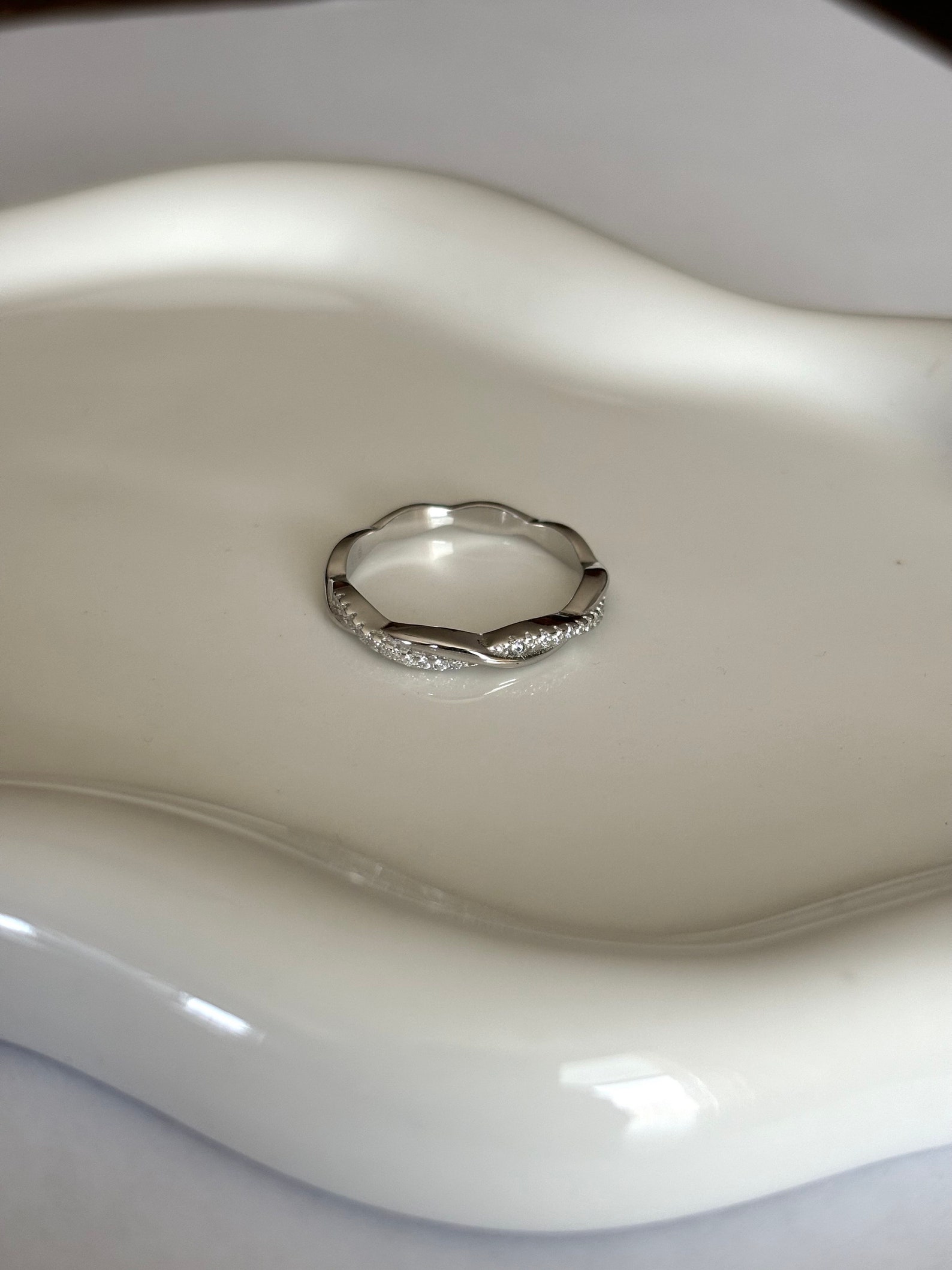 Petite Braided Ring, Sterling Silver, Cubic Zirconia Ring, Silver Braid ...