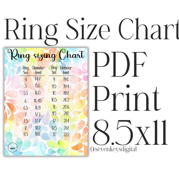 Printable Ring Size Chart - Etsy