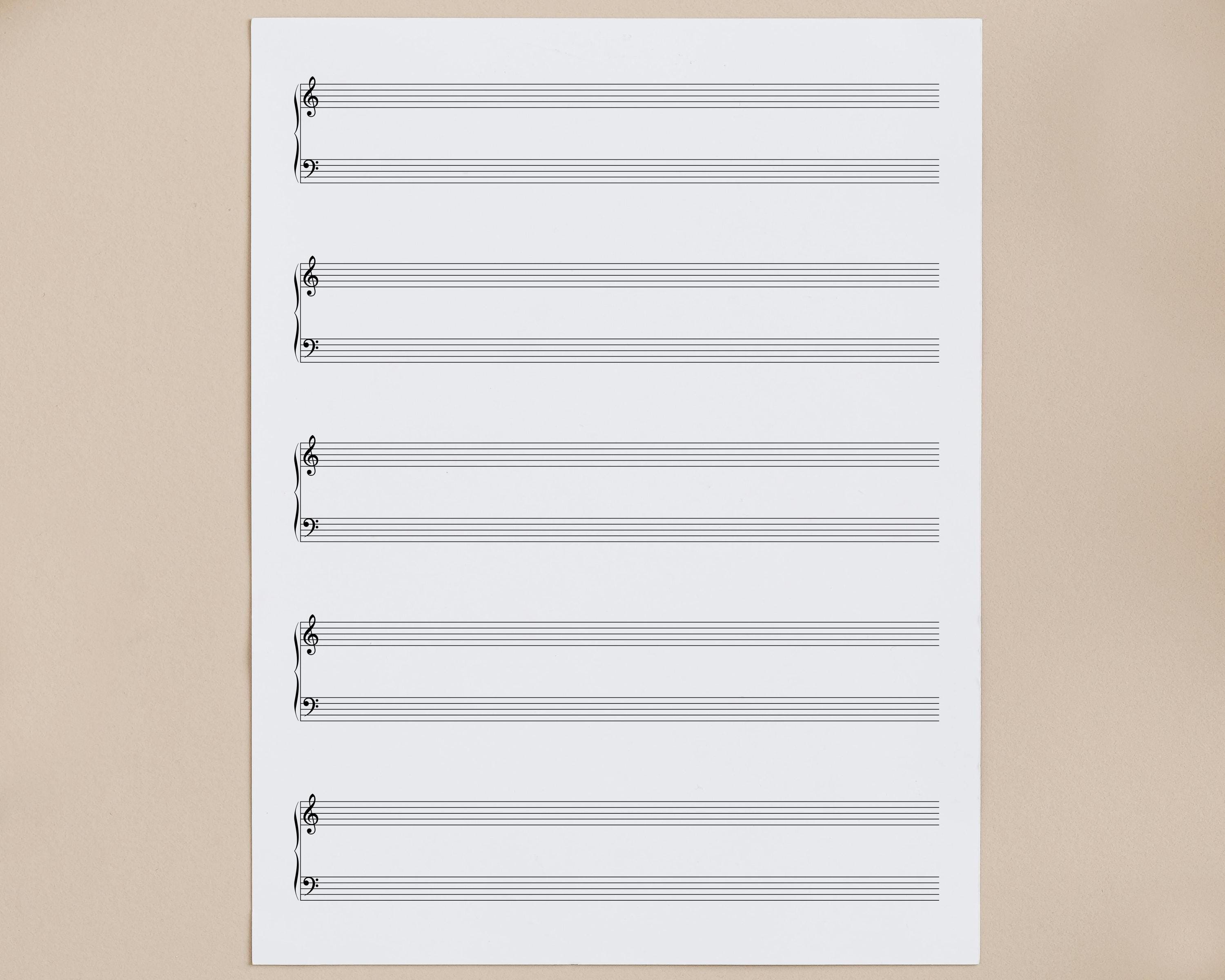 Printable Narrow & Roomy 7mm Blank Music Composition Paper - Piano