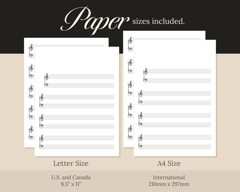 Printable Grand Staff Manuscript Paper Wide 10mm Portrait Letter 8.5 X ...