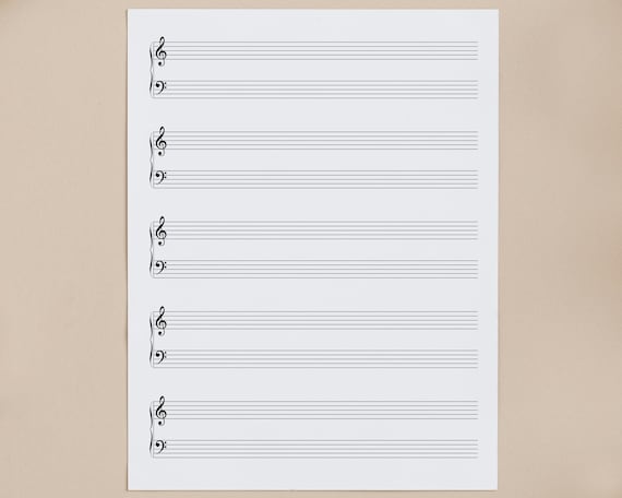 Printable Wide 10mm Blank Music Composition Paper - Piano Grand