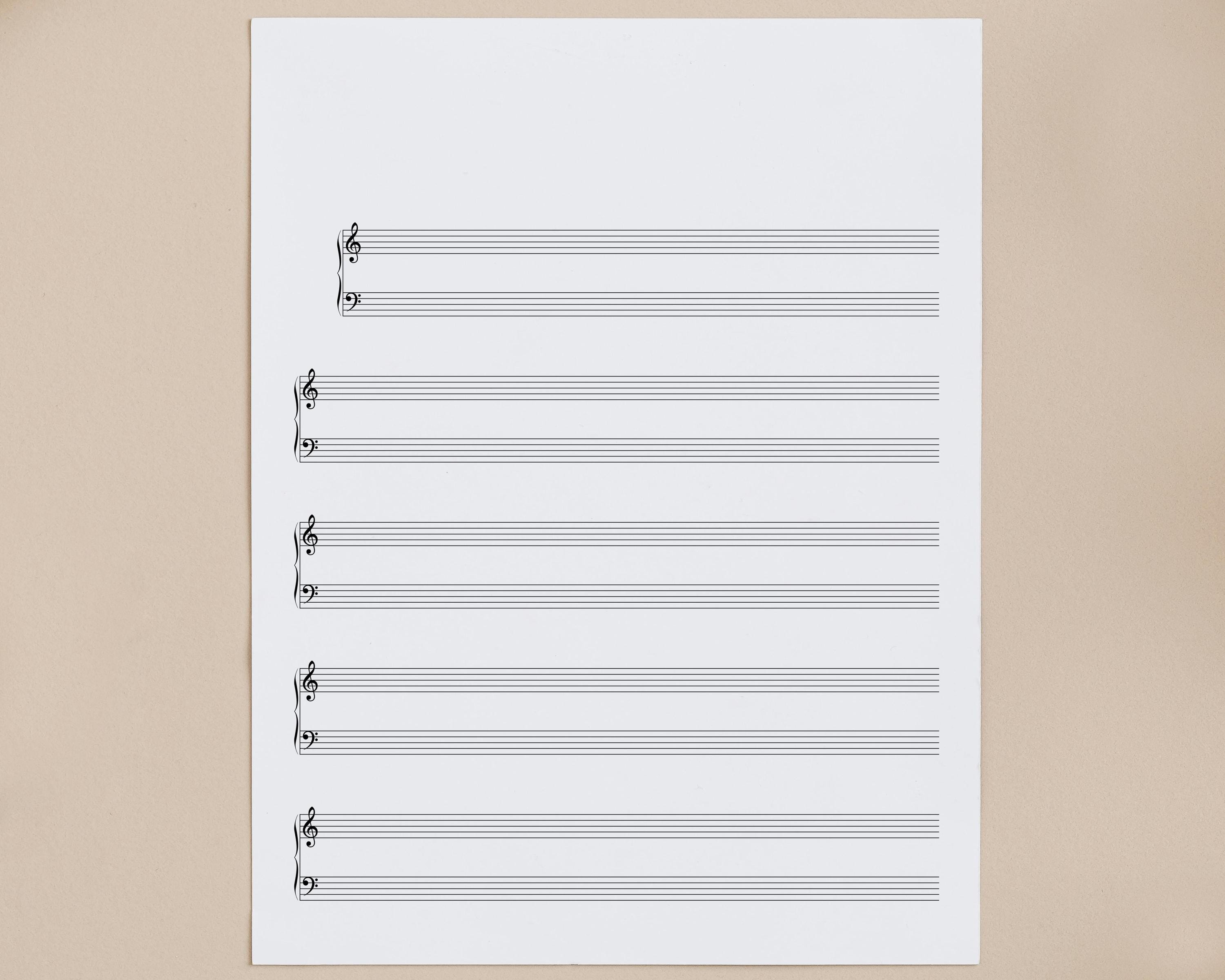 Printable Narrow 7mm 6 Grand Staff Blank Music Composition Paper