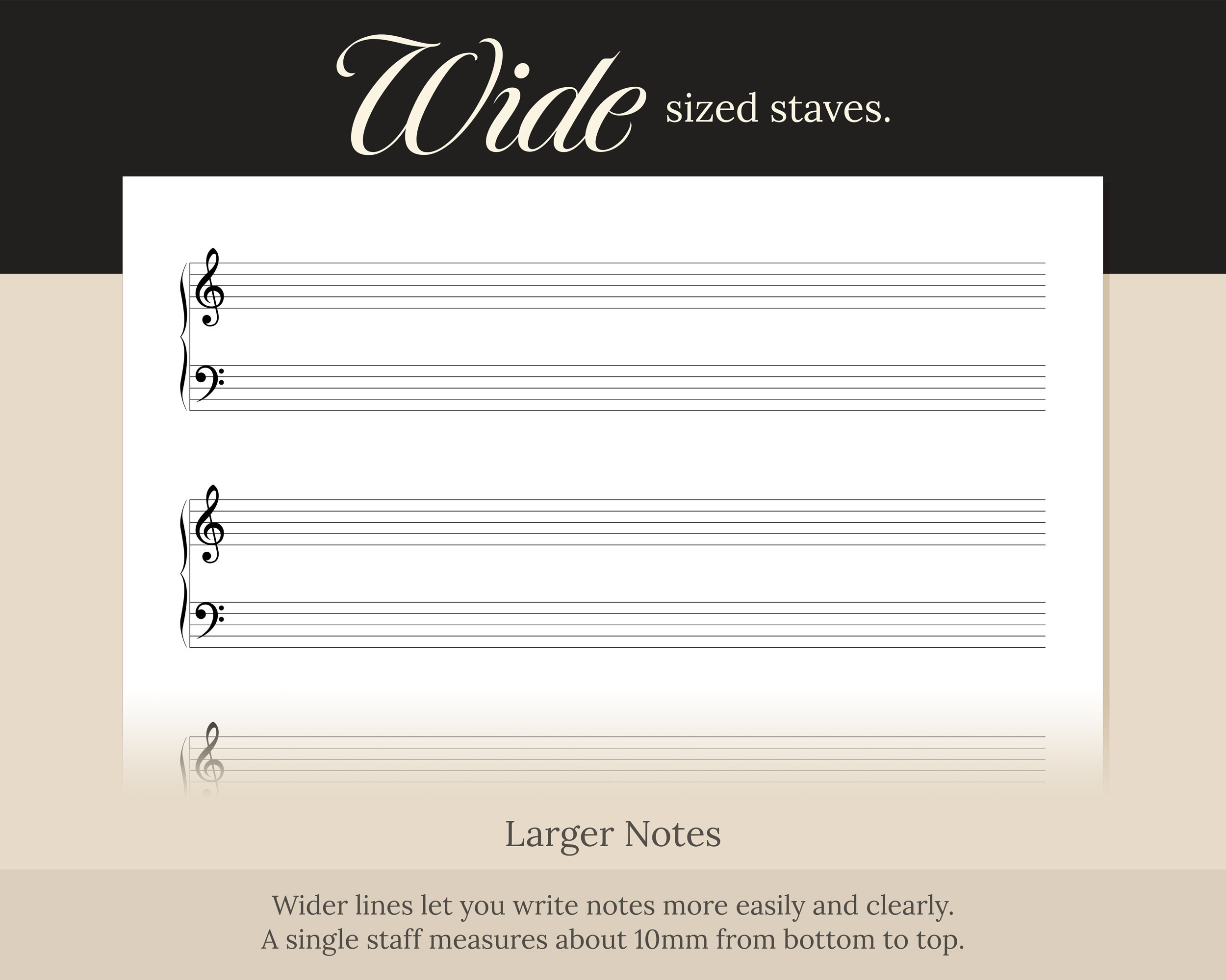Printable Grand Staff Manuscript Paper Wide 10mm Portrait Letter 8.5 X ...