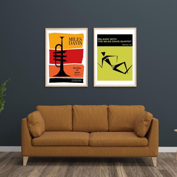 Miles Davis Jazz Printable Wall Art, Retro Jazz Music Print