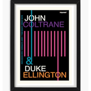 John Coltrane & Duke Ellington Digital Download Print, Jazz Printable Wall Art, Retro Home Decor, Vintage Music Poster, Abstract, Minimalist