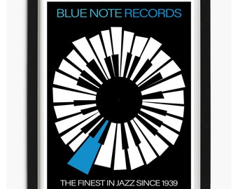 Impresión digital de Blue Note Records, impresión digital de música jazz retro, arte mural imprimible de jazz, póster de música vintage, arte retro de piano