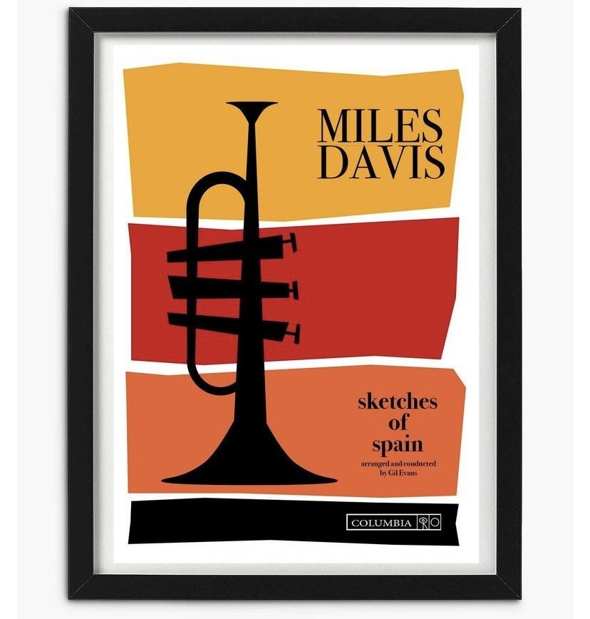 Miles Davis Jazz Printable Wall Art, Retro Jazz Music Print