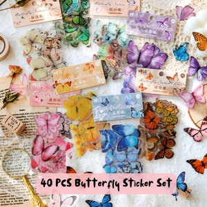 Schmetterlings-Aufkleber, Bundle-Aufkleber, Scrapbooking, Junk-Journal, individuelle Aufkleber, 3D-Schulaufkleber, bunte Insektenaufkleber