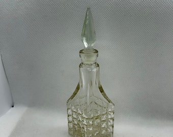 Vintage Soviet mini glass bottle Clear Crystal Retro style 70s Rare Made in USSR