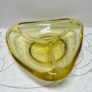 Vintage soviet ashtray Reto style USSR 70s Massive Heavy glass