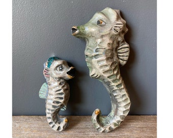 Ceramic Seahorse Wall Art - Mid Century Fish Decor