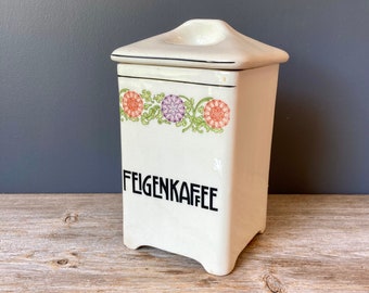 Vintage Kitchen Canister - German Coffee Jar - Floral Kitchen