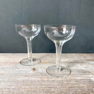1950s Champagne Glasses - Champagne Coupes - Set of 2 - Hollow Stem Glasses