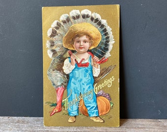 1900s Antique Embossed Thanksgiving Postcard - Vintage Thanksgiving  Post Card