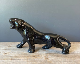 Mic Century Black Panther Sculpture Rhinestone Pink Eyes