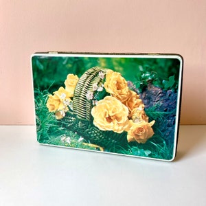 Flower Themed Storage Tin - Vintage Cookie Tin