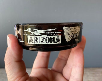 1960s Screen Printed Glass Ashtray  - Arizona Souvenir Ashtray