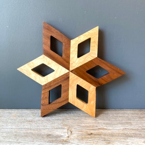 Mid Century Scandinavian Star Wooden Trivet