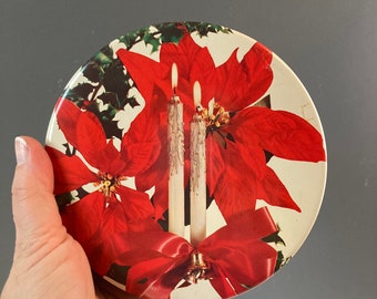 Vintage Poinsettia Tin - Christmas Tin