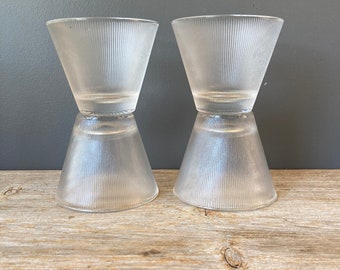 4 Mid Century Ribbed Cocktail Glasses