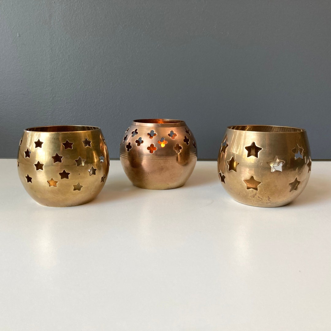 Single Brass Votive Candle Holder Star Votive Etsy