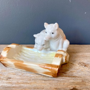 Vintage Ashtray - Pigs at the Trough Ashtray - Made in Japan Figural Ashtray - Pig Ashtray