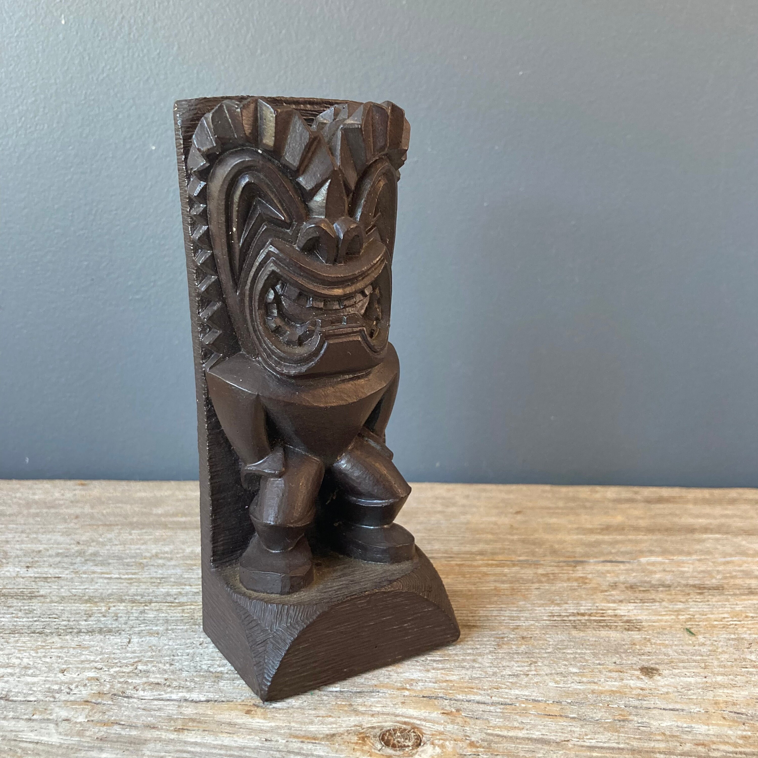 VINTAGE Coco Joe's Ku TiKi Hapa Wood BOOKEND Statues Made in