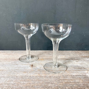 1950s Champagne Glasses - Champagne Coupes - Set of 2 - Hollow Stem Glasses