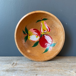 1950s Hand Painted Wooden Bowl