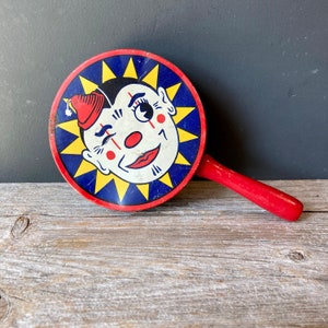1930s Antique Clown Tin Shaker Noisemaker by Kirchhof